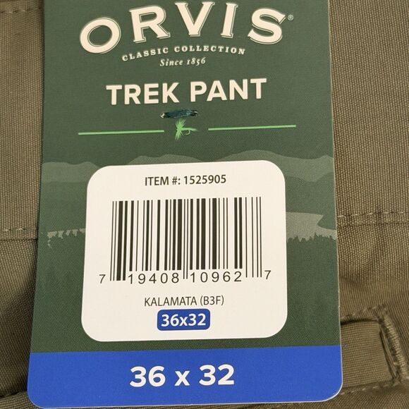 Orvis Trek Pant Men 36x32 Kalamata Water Repellent Outdoor Hiking Stretch - Picture 11 of 11